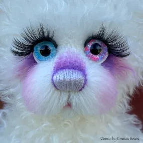 Zinnia - 16" White Curlylocks and Alpaca artist bear by Emma's Bears - OOAK